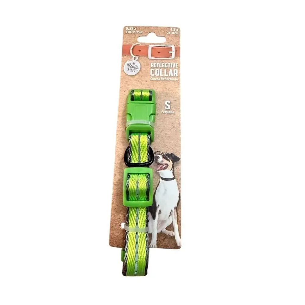 Bonita Pet Reflective Dog Collar Green Small - Picture 1 of 2